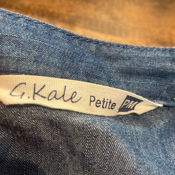 G Kale Blue Denim Chambray Button-Up Dress petite medium - Picture 4 of 9